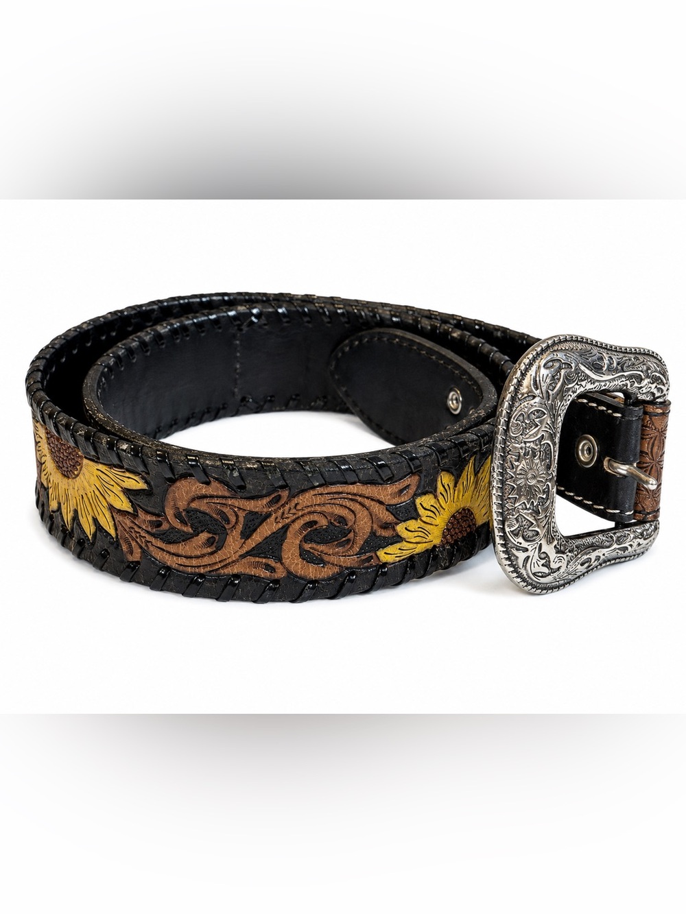 Shyanne Country Spirit Genuine Leather Sunflower Tooled Western Belt Size S